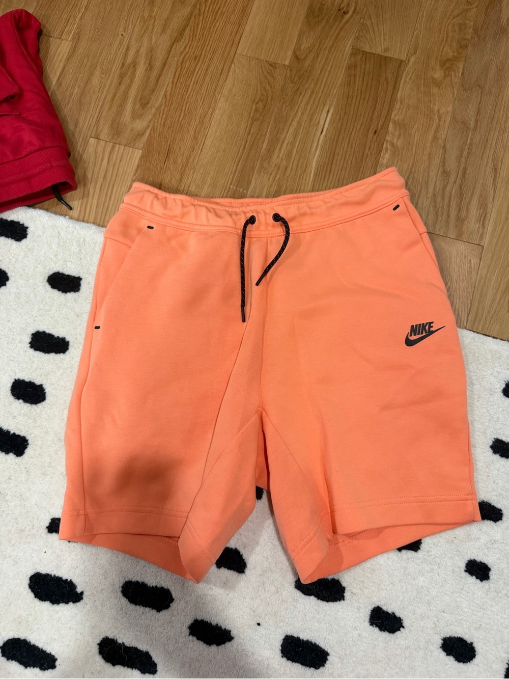 Nike Men's Peach-Orange Athletic Shorts with Drawstring
